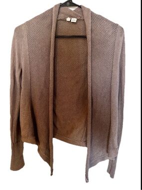 Moth Open-Front Brown Knit Cardigan